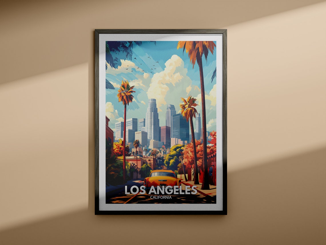Los Angeles Art Print California Los Angeles Travel Poster California Travel Poster California Cityscape Wall Unique City Art Decor - Image 3