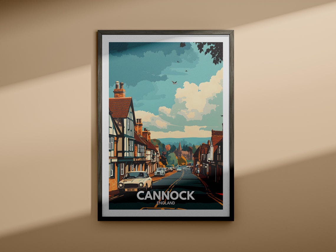 Cannock Travel Print England Cannock Travel Poster England Travel Poster United Kingdom Wall Art English Art Decor - Image 3