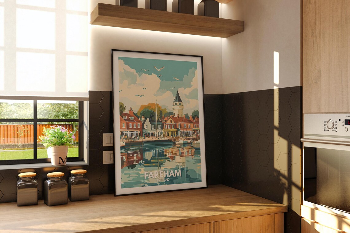 Fareham Travel Print England Fareham Travel Poster England Travel Poster United Kingdom Wall Art British Art Decor - Image 2
