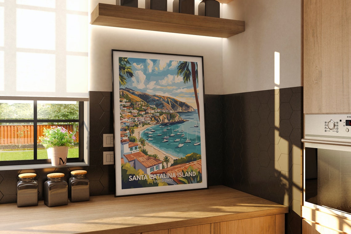 Santa Catalina Island Print United States Santa Catalina Island Poster United States Travel Poster Natural Wall Art Seaside Art Decor - Image 2