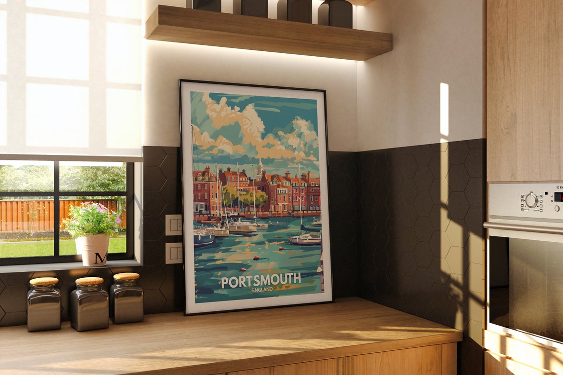 Portsmouth Travel Print England Portsmouth Art Poster England Travel Poster United Kingdom Wall Art English Art Decor - Image 2