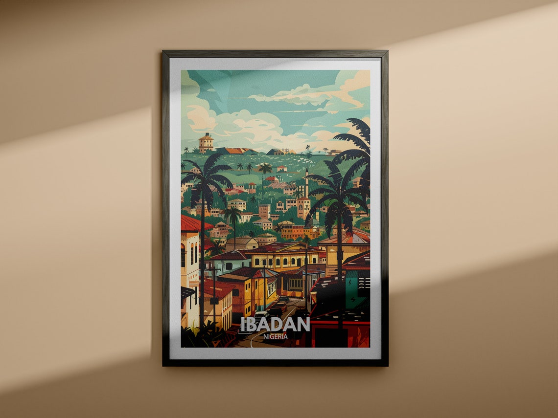 Ibadan Travel Print Nigeria Ibadan Travel Poster Nigeria Travel Poster Nigeria Cityscape Wall Unique City Decor - Image 3
