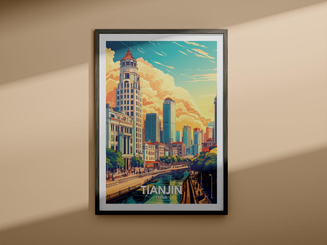 Tianjin Travel Print China Tianjin Travel Poster China Travel Poster China Cityscape Wall Art Unique City Art Decor - Image 3