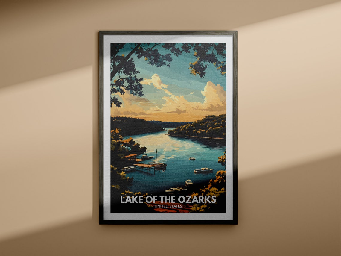 Lake Of The Ozarks Print United States Lake Of The Ozarks Poster United States Travel Poster Lake View Art Decor Holiday Poster - Image 3