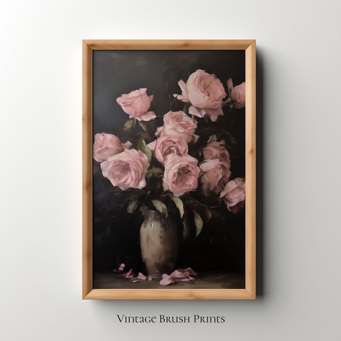 Floral Still Life Oil Painting Dark Academia Rose Print