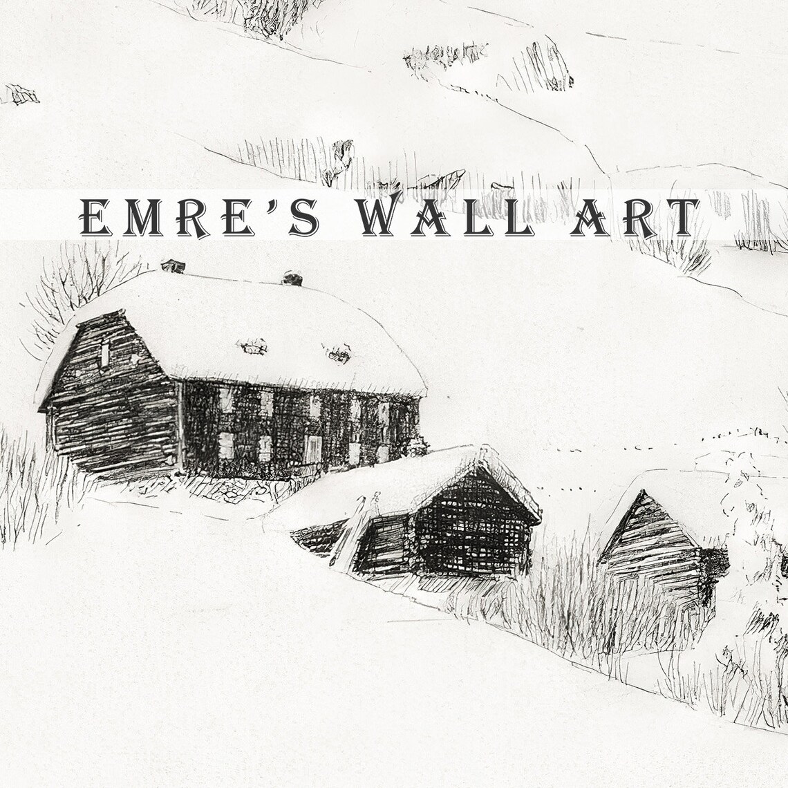 Simple Winter Sketch, Rustic Winter Landscape - Image 2