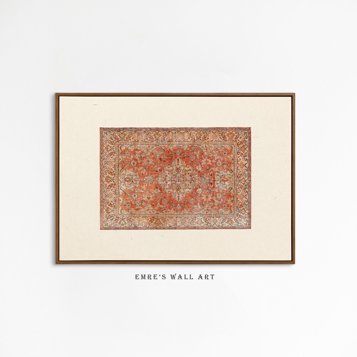 Vintage Rug Pattern Art Print, Warm Aesthetic Decor - Image 2