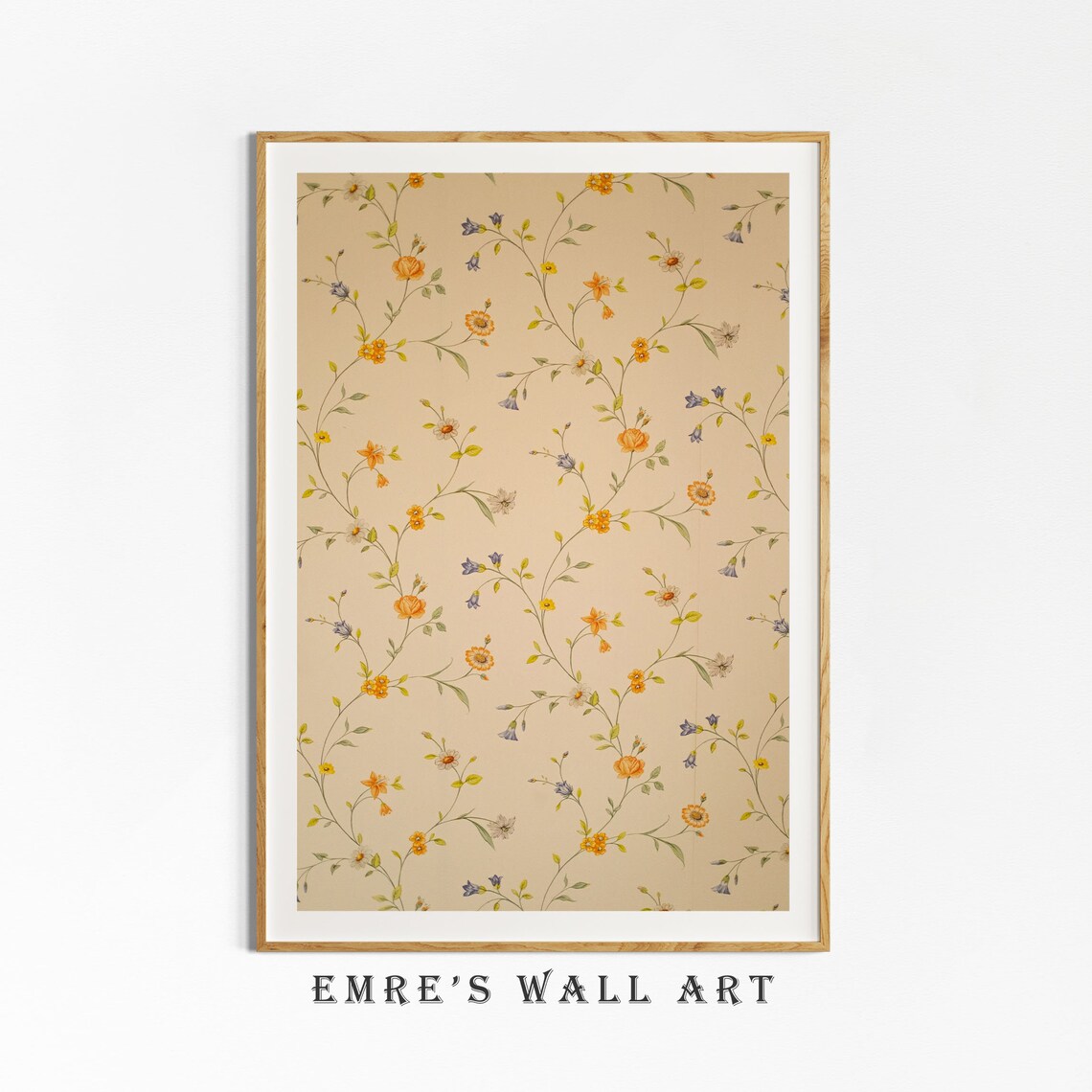 Vintage Rustic Floral Textile Pattern Art Print - Image 4