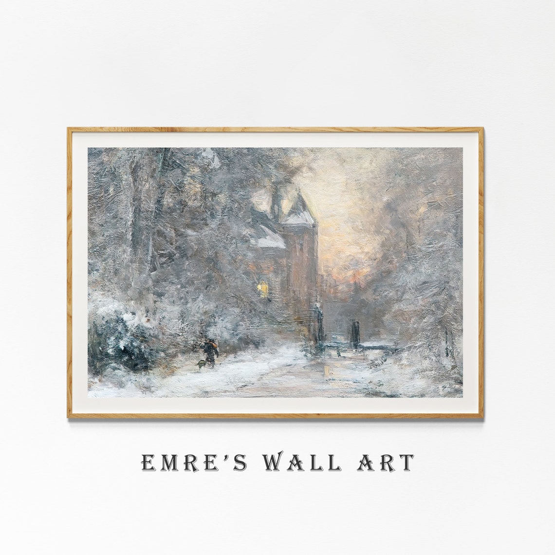Winter Chateau Snowy Manor House Impressionist Oil Art Poster - Image 4
