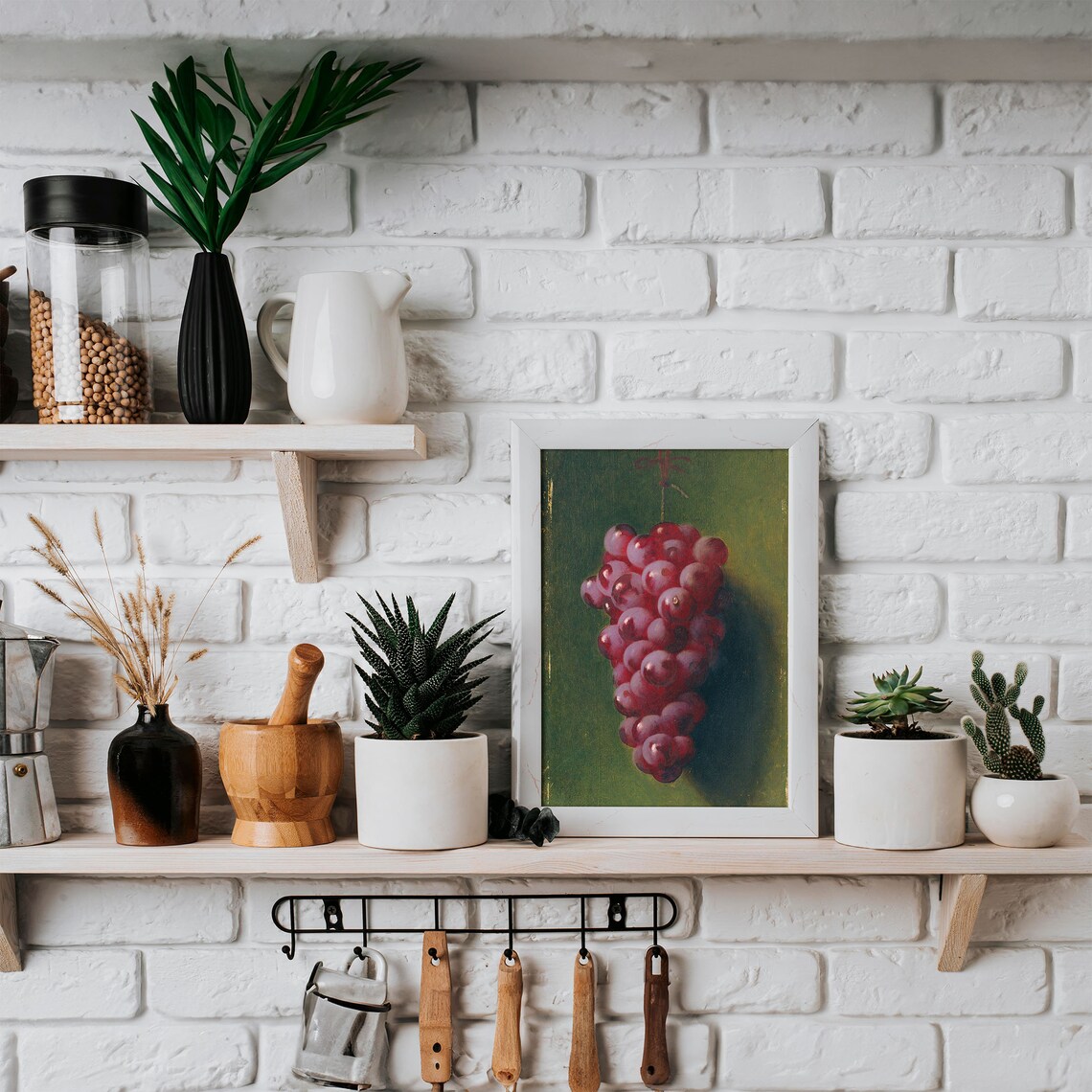 Grape Oil Painting Vintage Kitchen Still Life Art Print - Image 4