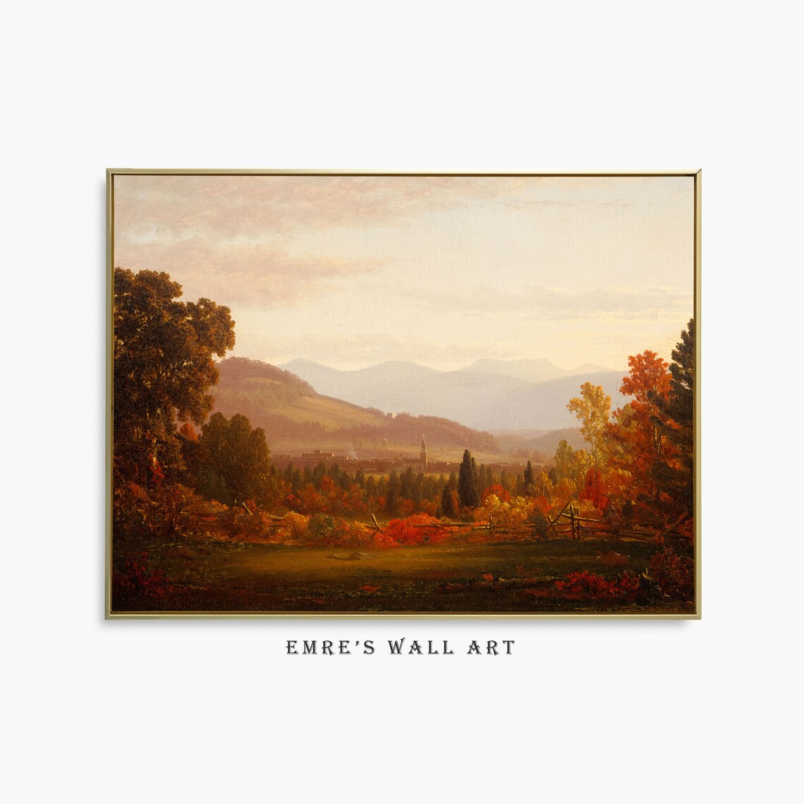 Moody Fall Landscape Art Print, Vintage Rustic Country