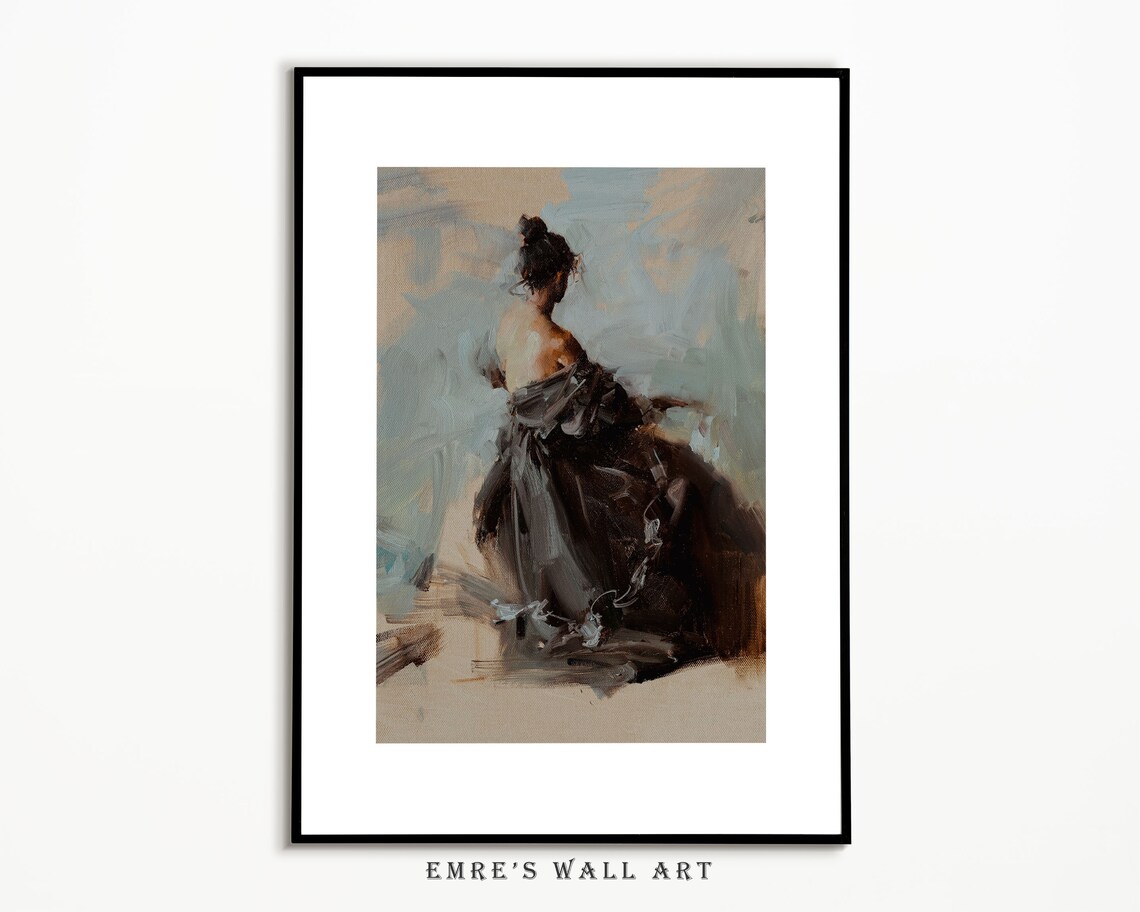 Antique Woman Portrait, Vintage Oil Painting Print - Image 2