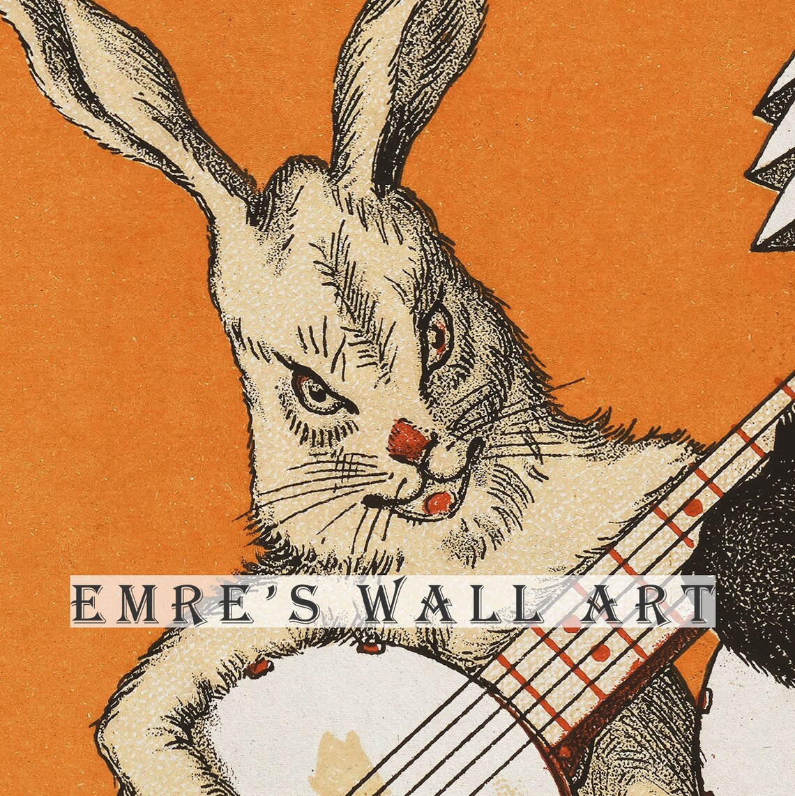 Black Cat And White Rabbit Halloween Art Print - Image 2