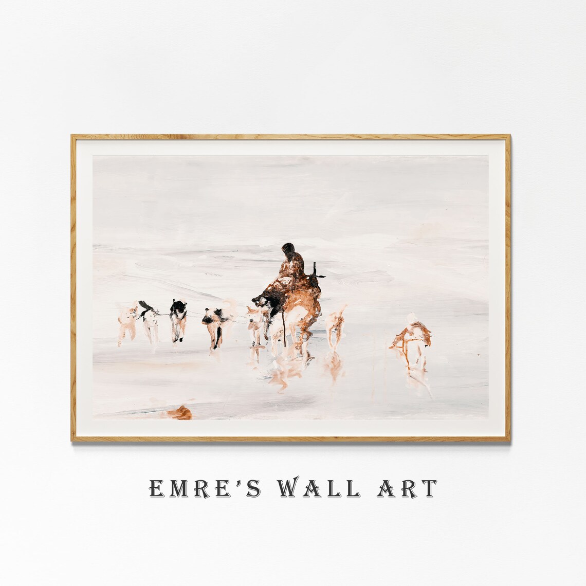Abstract Winter Horse Rider Dogs Snow Painting Expressive Poster - Image 2