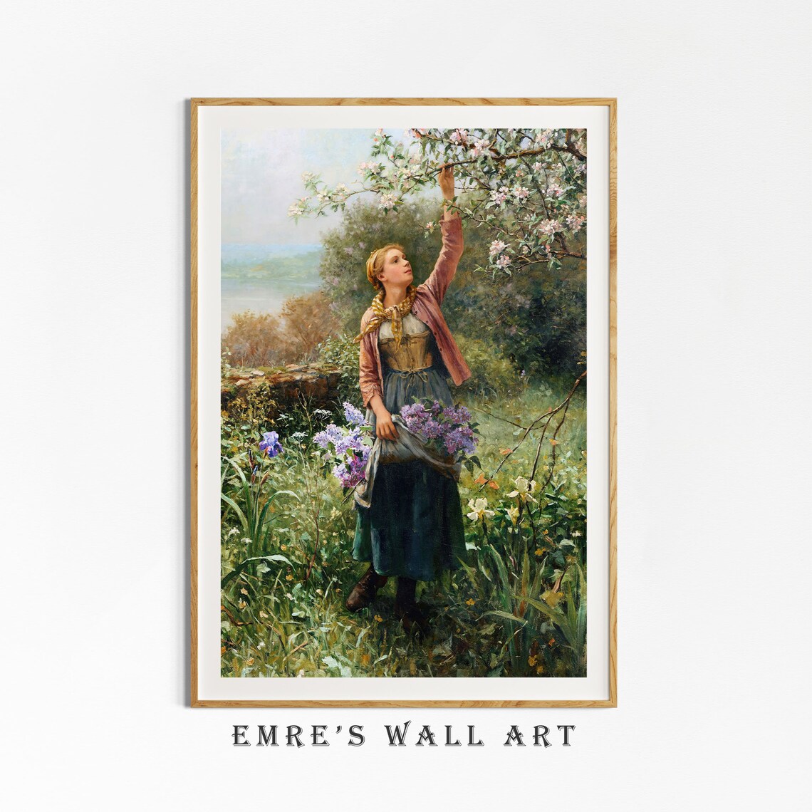 Vintage Woman With Flowers Oil Painting Art Print - Image 4