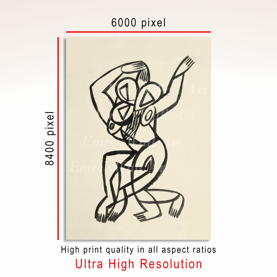 Abstract Dancing Figure Bold Line Art Modern Minimal Sketch Poster - Image 3