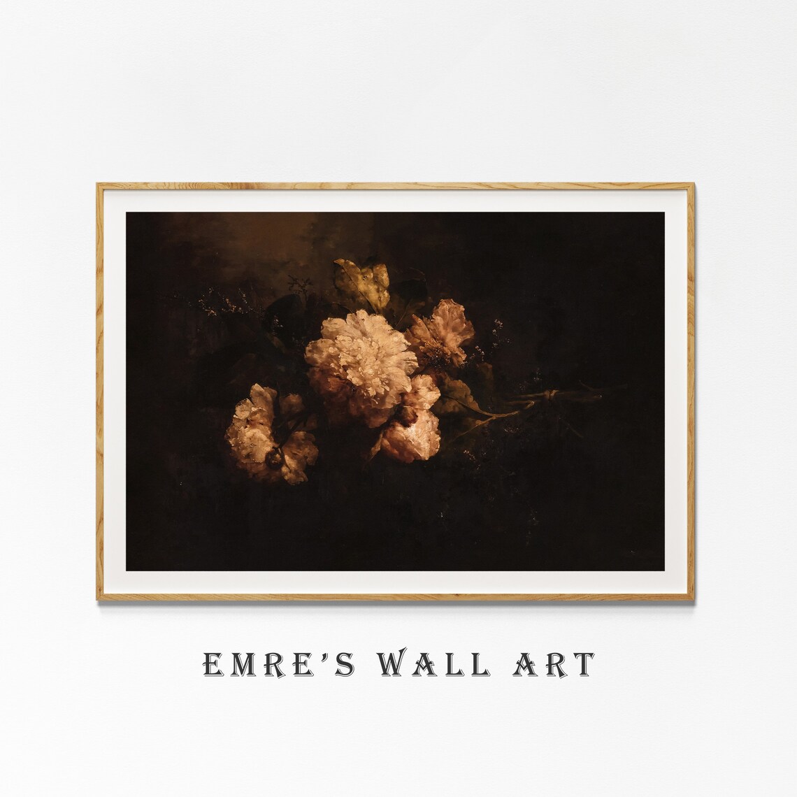 Moody Floral Art Print, Dark Botanical Peony Study - Image 4
