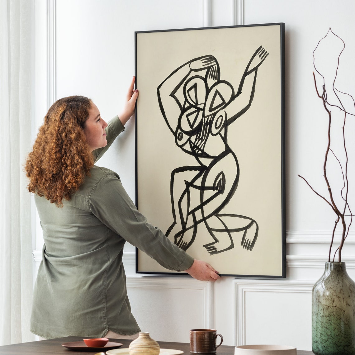 Abstract Dancing Figure Bold Line Art Modern Minimal Sketch Poster - Image 2