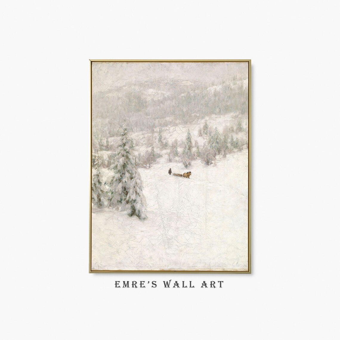Vintage Winter Country Landscape, Snowy Forest Art Print