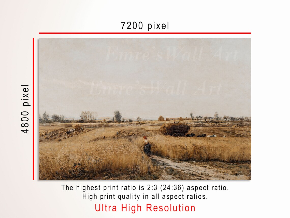 Neutral Wheat Fields Vintage Autumn Farmhouse Art Print - Image 3
