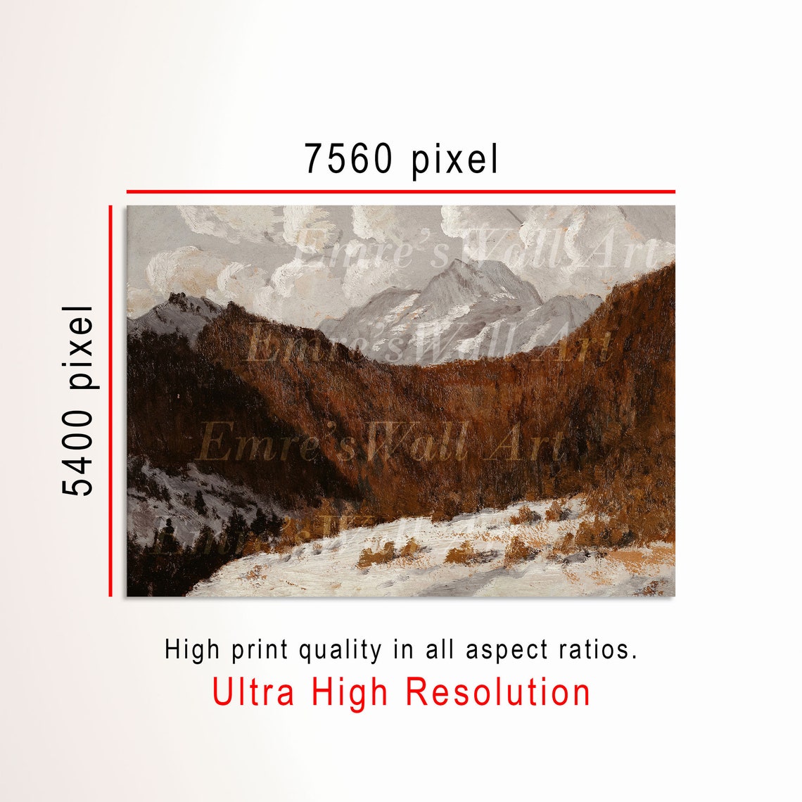 Snow Capped Peaks Winter Mountain Range Vintage Landscape Poster - Image 3