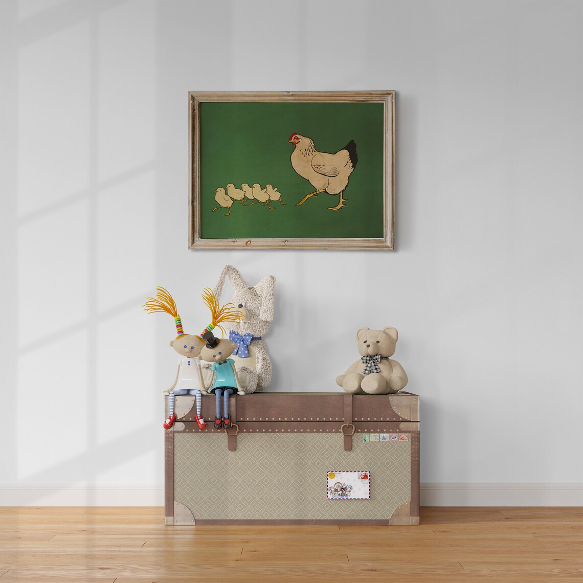 Chicken And Chicks Vintage Farm Animal Art Print - Image 4