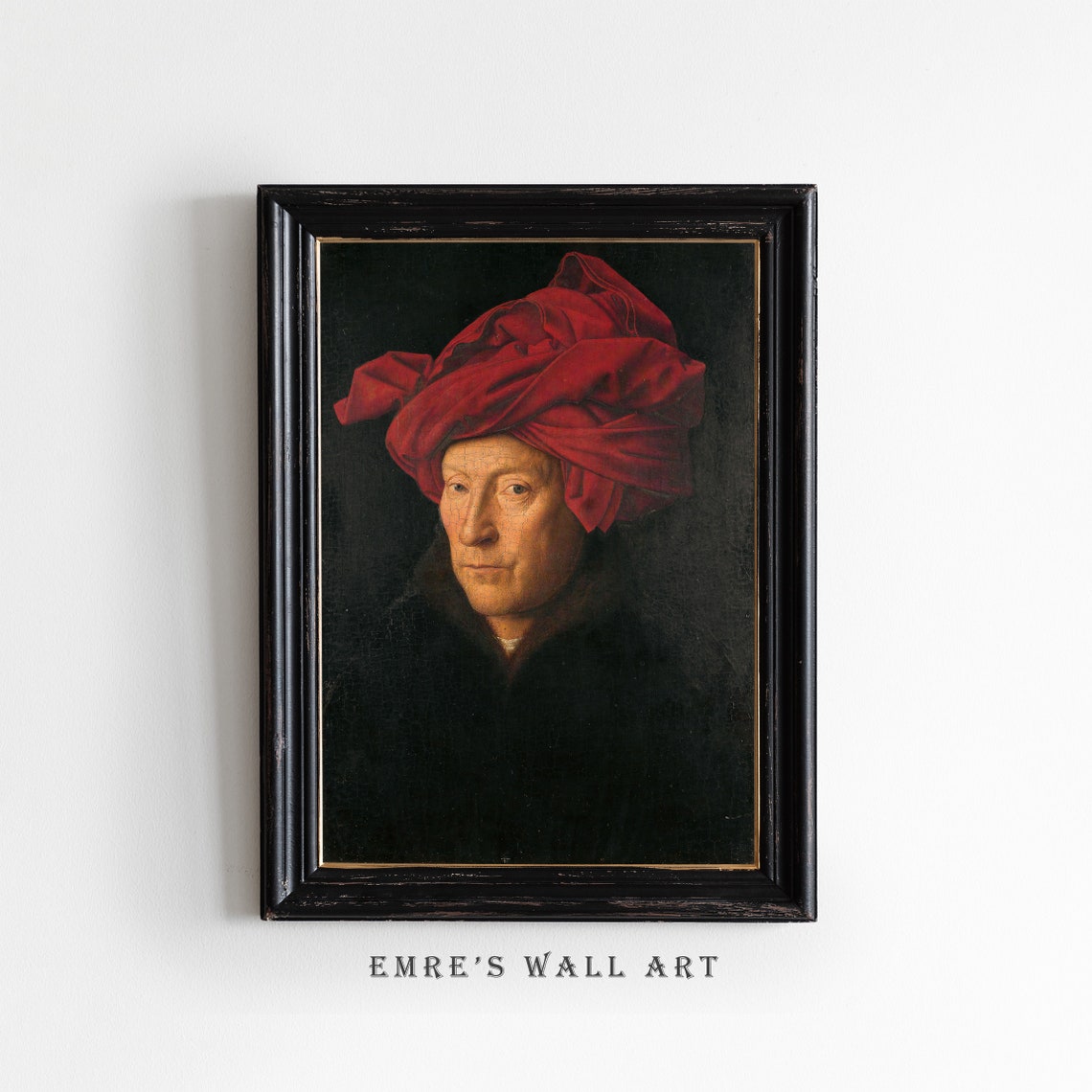 Jan van Eyck Man in Red Turban Renaissance Portrait Oil Poster