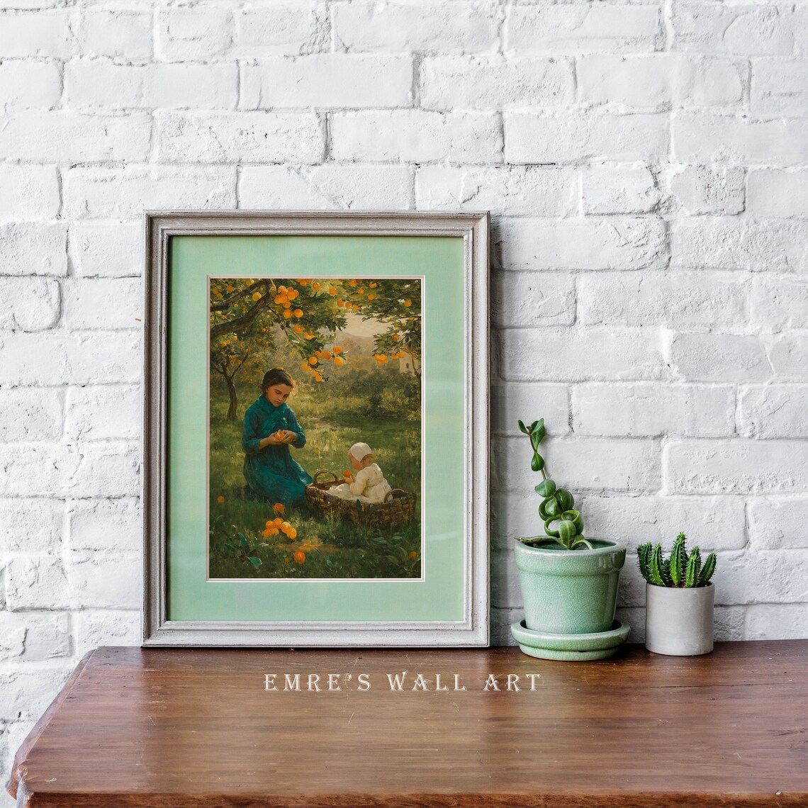 John W Waterhouse Orange Pickers Girl Baby Harvest Scene Poster - Image 2
