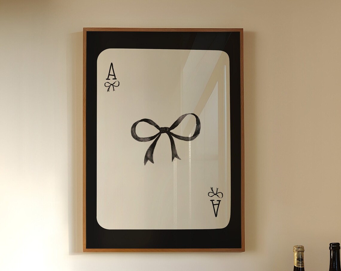 Black Bow Ace Card Black Border Bold Coquette Girly Wall Poster - Image 3