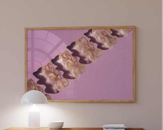 Playful Fun Gummy Bear Candy Pink Aesthetic Photography Art Print