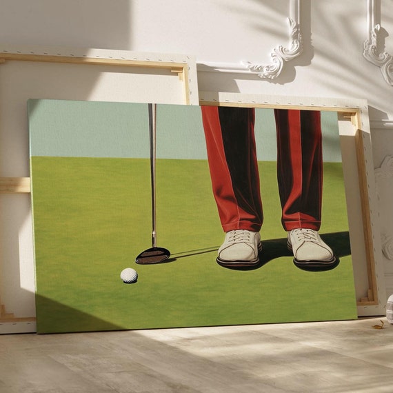 Retro Golf Art Mid Century Golf Club Scene Perfect Golf Lover Gif