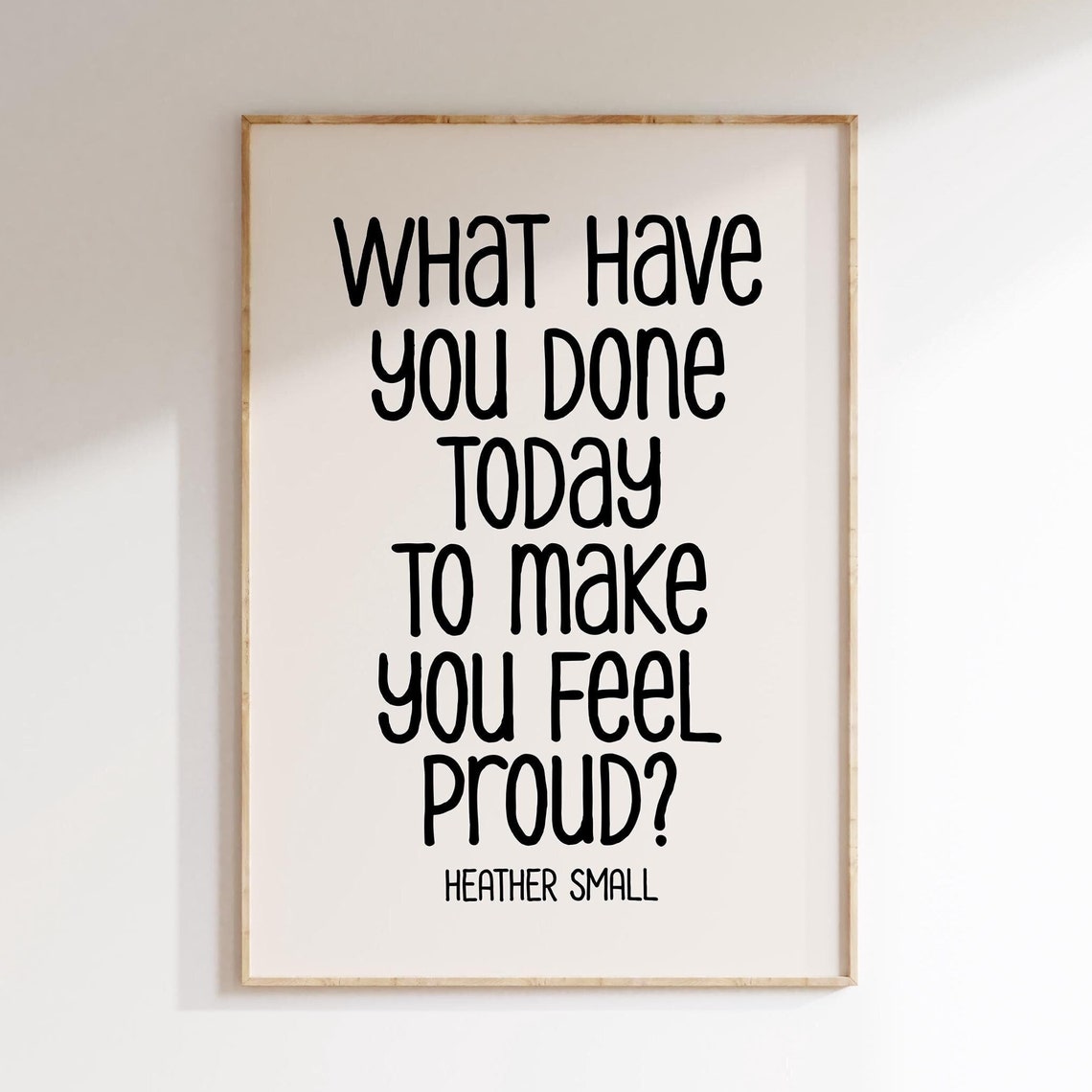 Heather Small Proud Quote Minimalist Black Cream Affirmation Poster