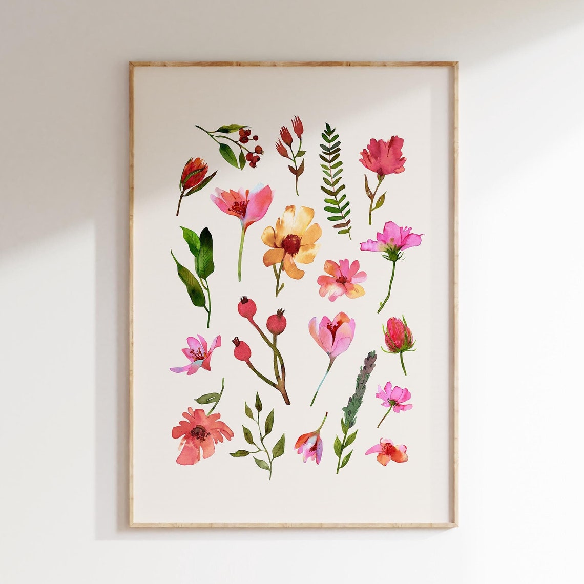 Watercolor Wildflower Botanical Bouquet Collage Flower Wall Art