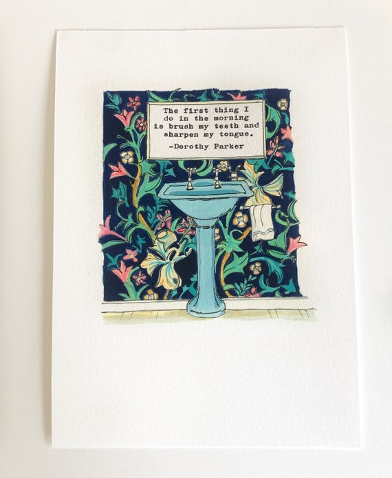 Dorothy Parker Quote Bathroom Art, Vintage Typed Poster