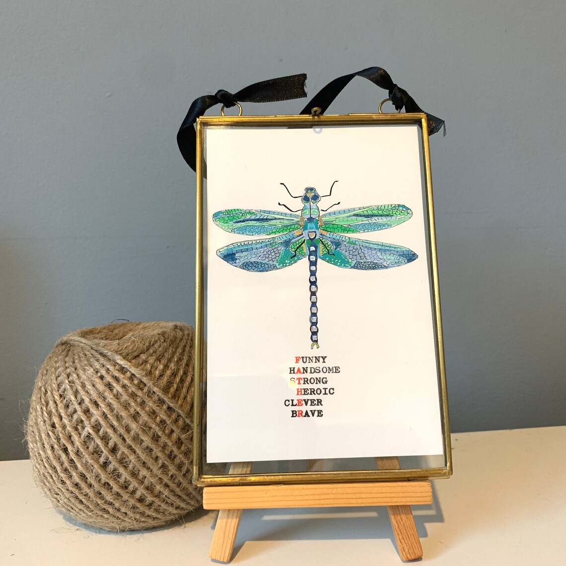 Dragonfly Watercolor Fathers Day Gift Inspiring Words Hand Painted Print