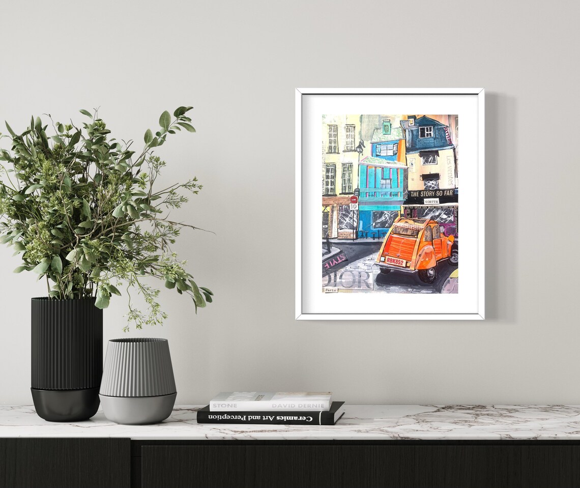 Paris Mixed Media Collage Art Print, Europe