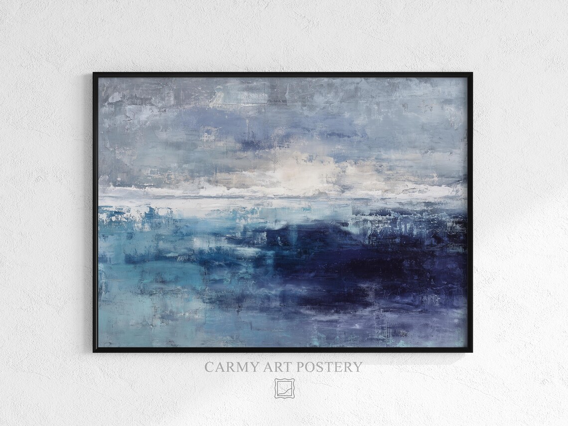 Moody Abstract Coastal Art Print, Serene Minimalist