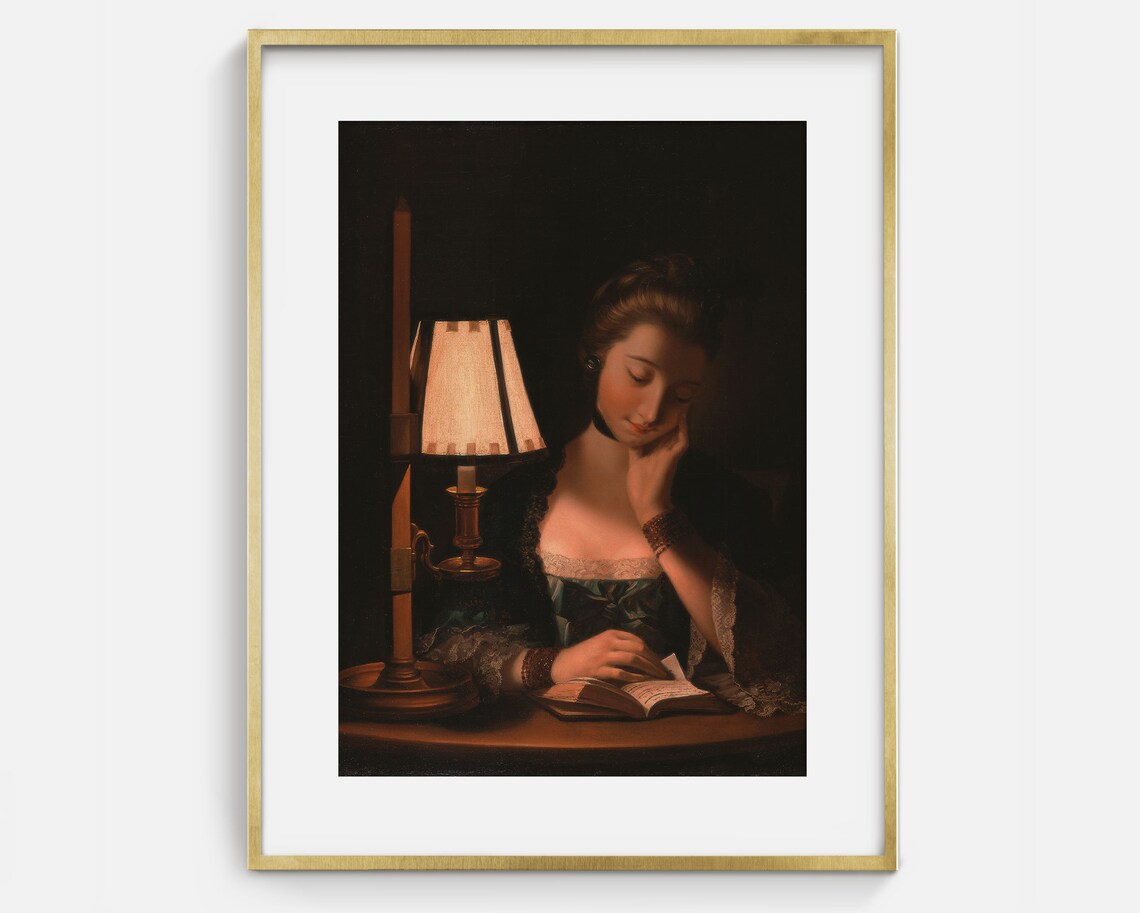 Moody Portrait Of Woman Reading, Vintage Art Print - Image 2
