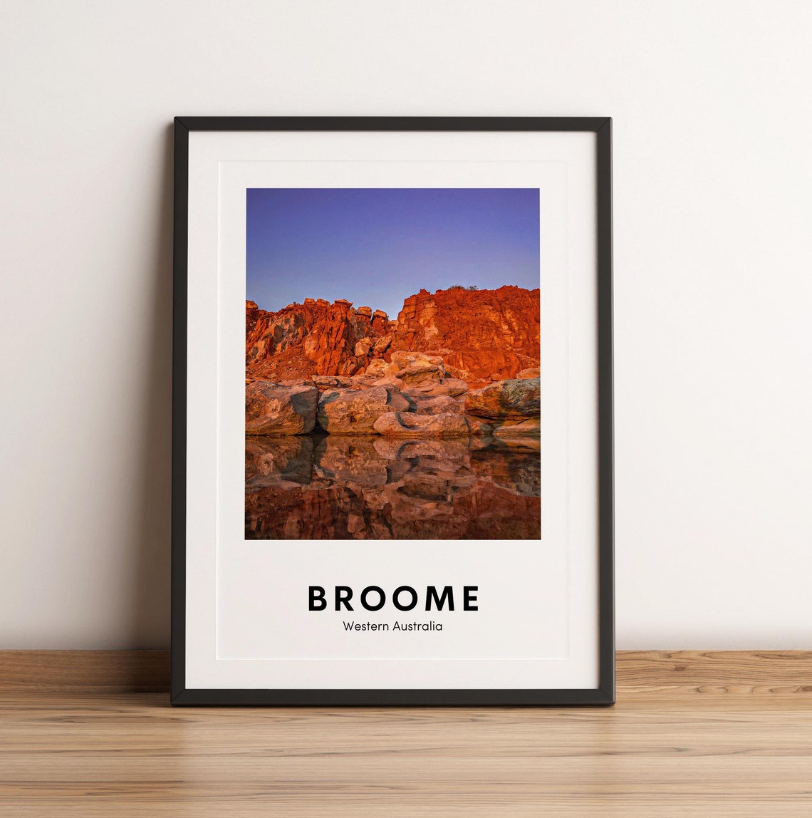 Broome Western Australia Red Cliffs Reflection Travel Poster
