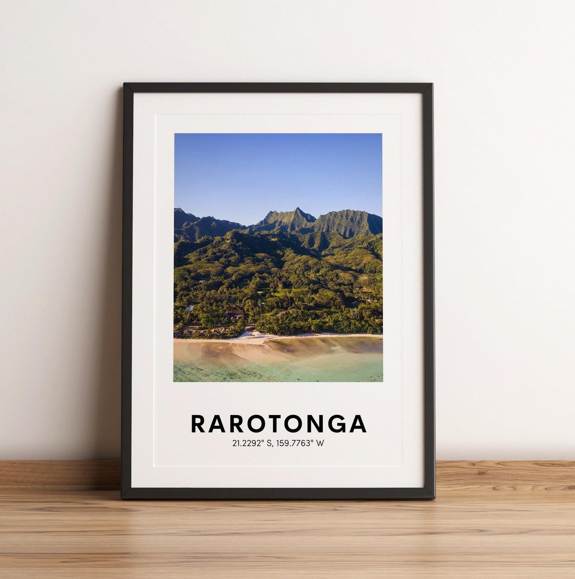 Rarotonga Green Mountains Lagoon Beach Tropical Photo Poster