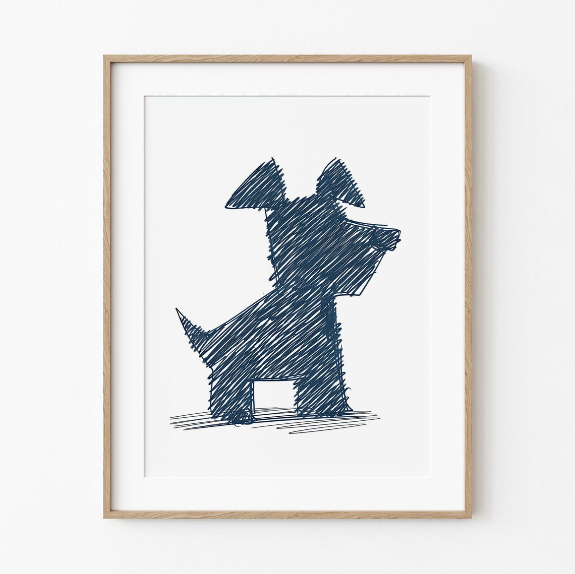 Scotty Dog Pencil Sketch Scottish Terrier Art Cute Simplistic Home Decor For Minimalist Enthusiasts Blue Print
