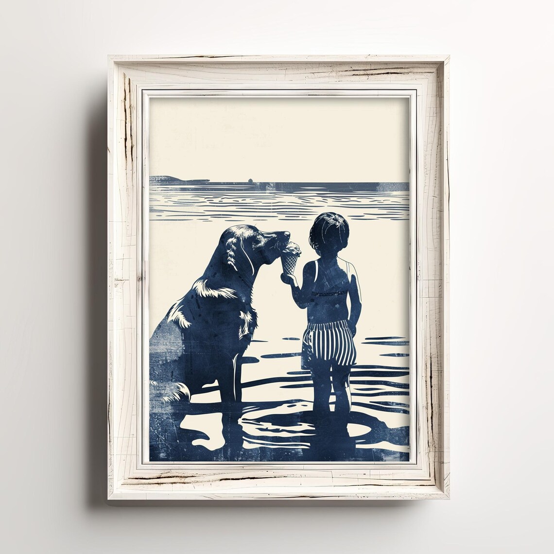 Dog Sneaks A Lick Vintage Summer Cottage Art Print