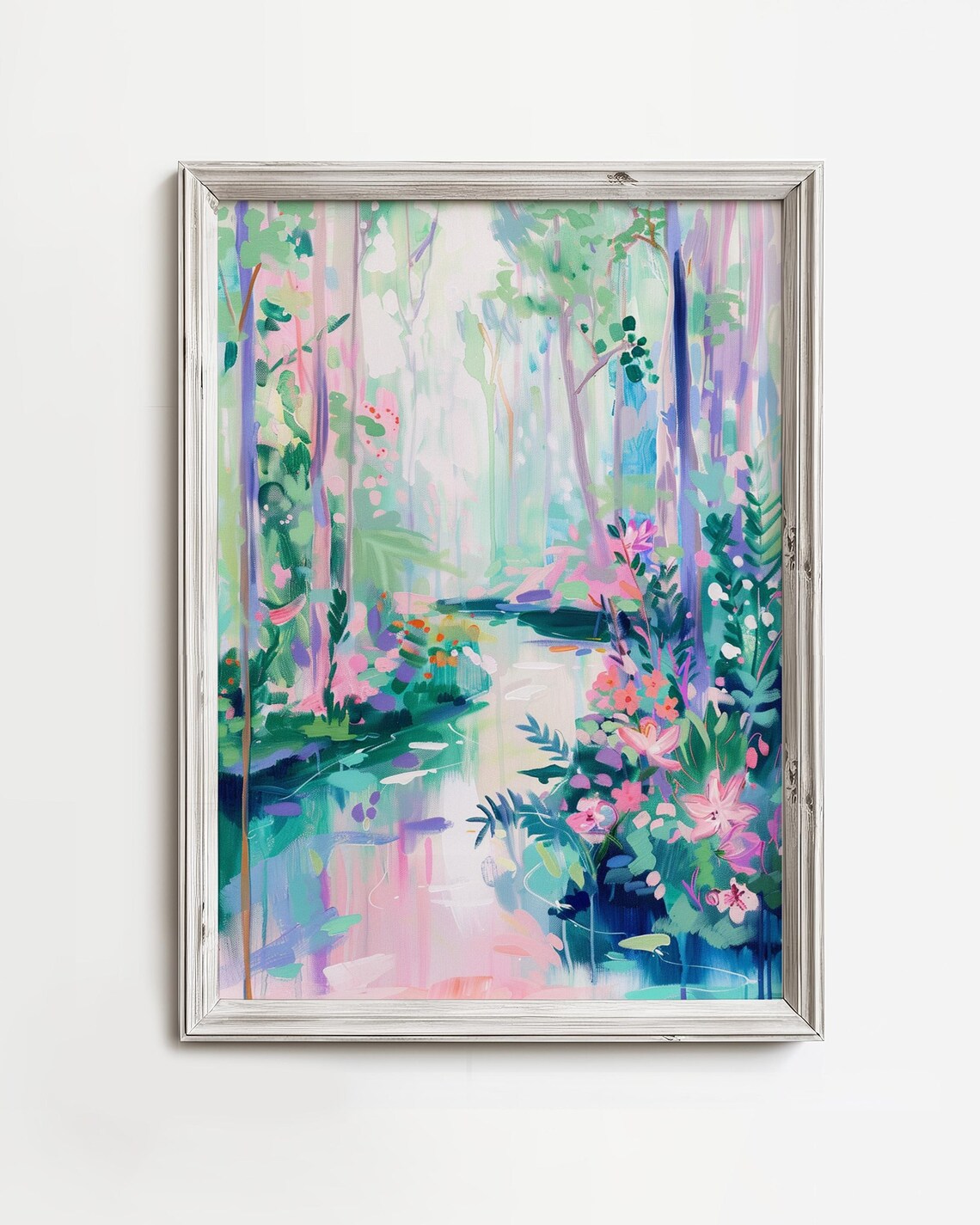 Tropical Pastel River Forest Light Dreamy Pink Nature Poster
