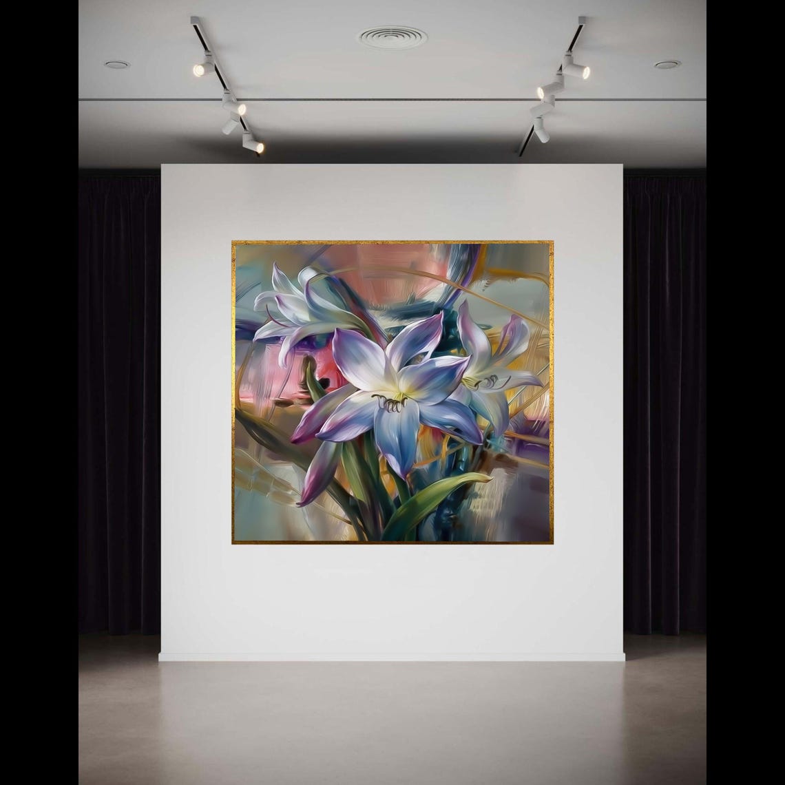 Elegant White Lilies In Soft Purple Tones Impressionist Flower Poster