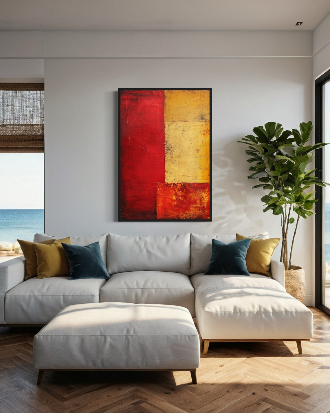 Abstract Red And Yellow Canvas Rothko Inspired Modern Art Color Field Painting Minimalist Wall Decor Ready To Hang