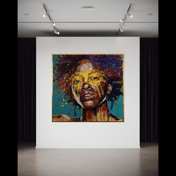 Vibrant African Woman Portrait Canvas Abstract Face Paint Art Bold Colorful Wall Modern Decorative Gift Home Decor