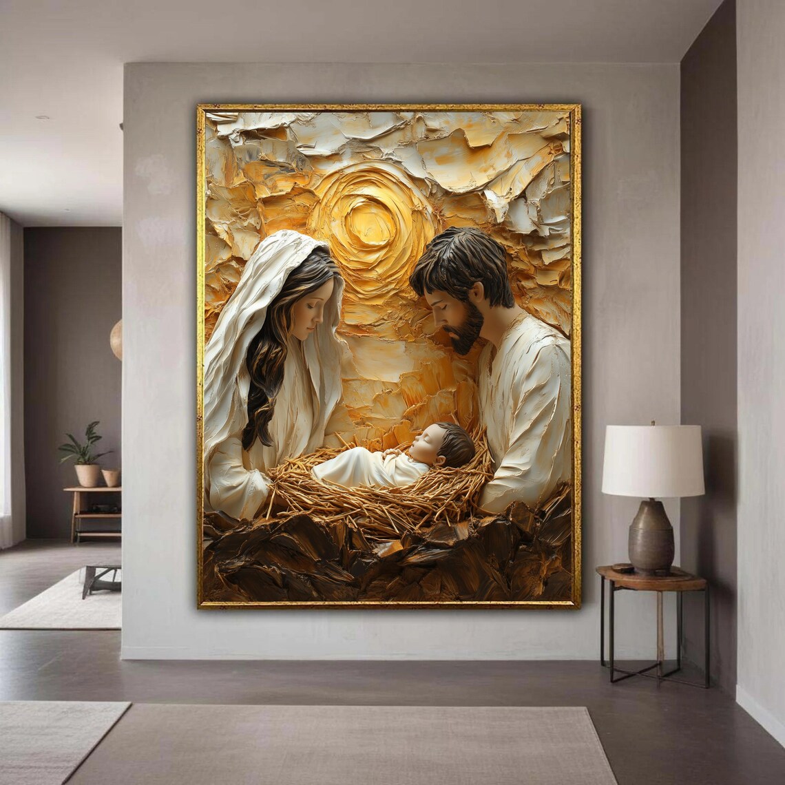 Nativity Scene Art Print, Holy Family Christmas Decor