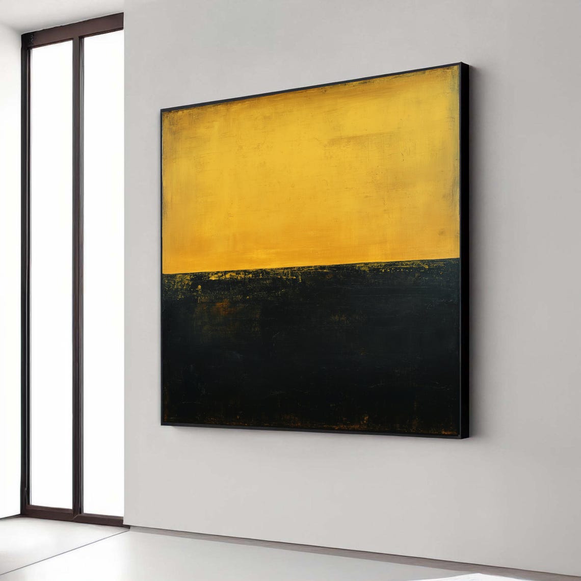 Bold Yellow and Black Abstract Color Block Modern Minimal Poster