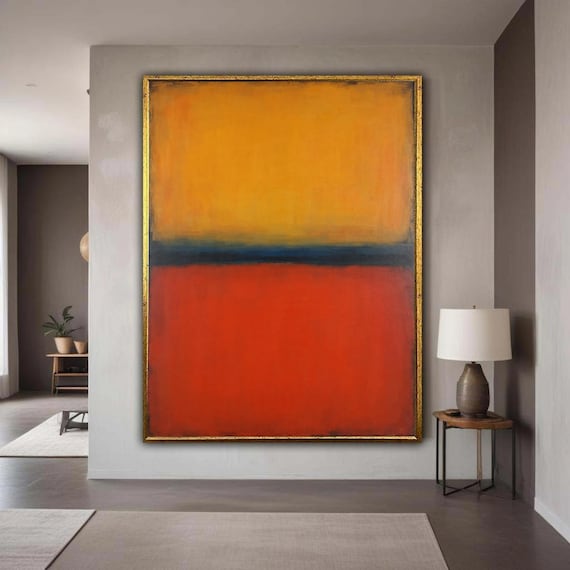 Mark Rothko Abstract Canvas Art Modern Color Block Wall Orange And Red Painting Contemporary Minimalist Gift Home Decor