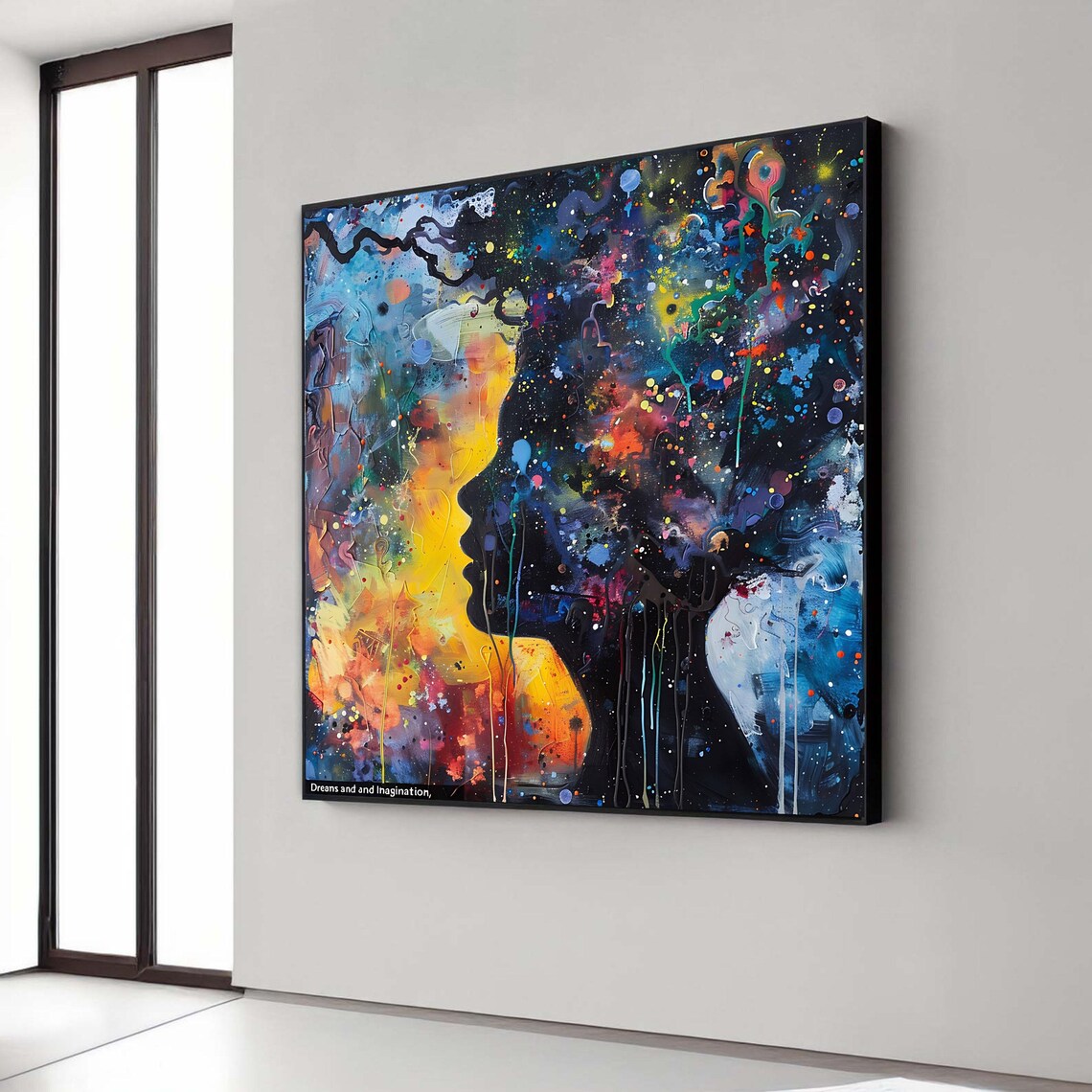 Abstract Face Silhouettes Canvas Print Vibrant Dreams Imagination Art Modern Expressive Wall Decor Colorful Soulful Connection Artwork